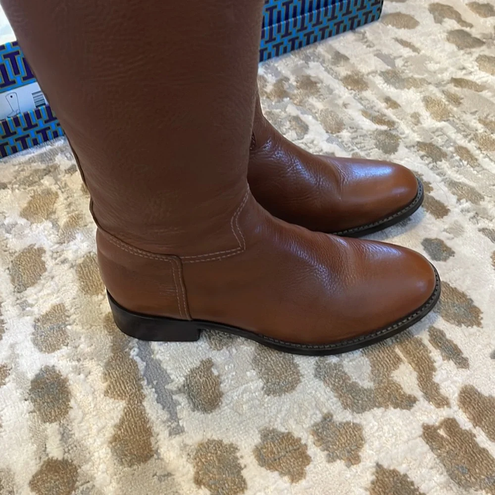 Tory Burch “Junction” Brown Leather Riding Boots – Size 7, Box Included